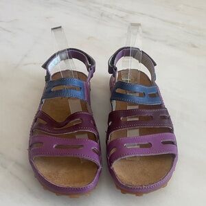 EL NATURISTA Women's Leather Blue Purple Sandals Size EU 41
